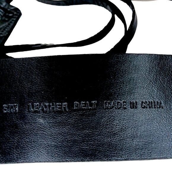 Black Leather Boho Belt Fringe Tassel Silver Metal Rings - Picture 8 of 10